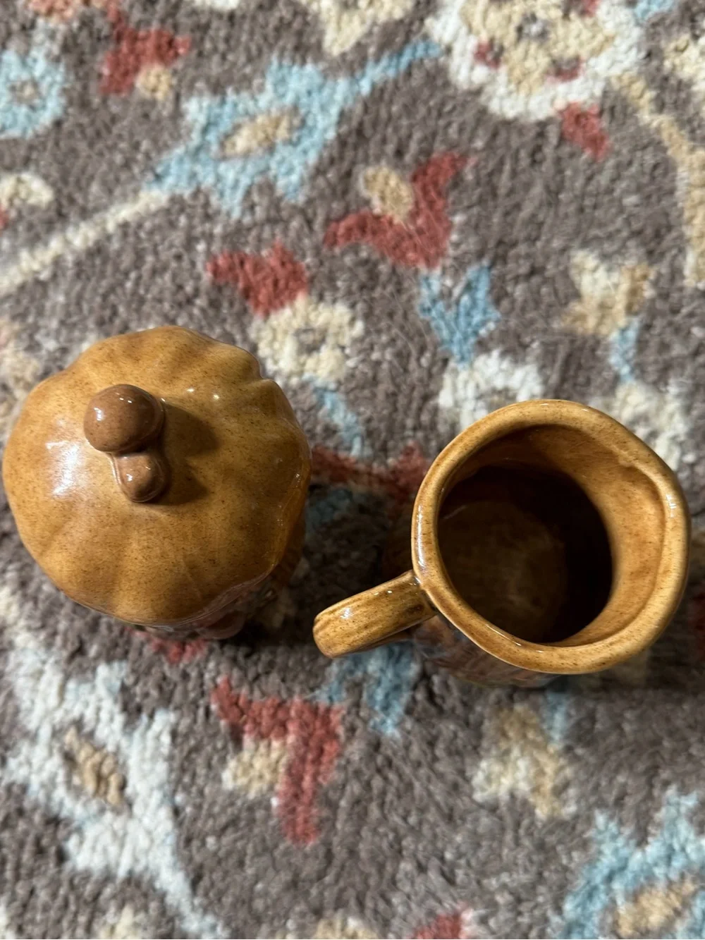 Vintage Woodland Mushroom Cream & Sugar Set | Ceramic Sugar Bowl w/Lid & Creamer